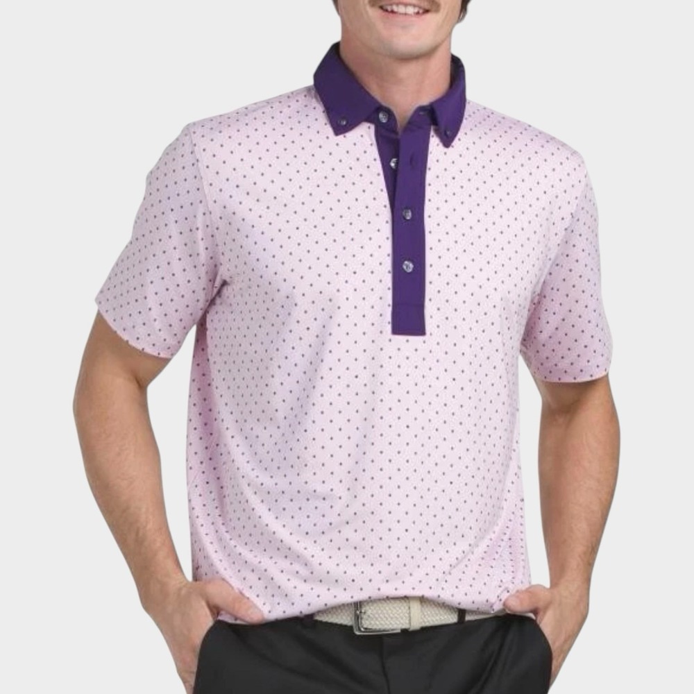 New Greyson Icon G Golf Polo Shirt Men's XL Sunrise Purple Print Performance
